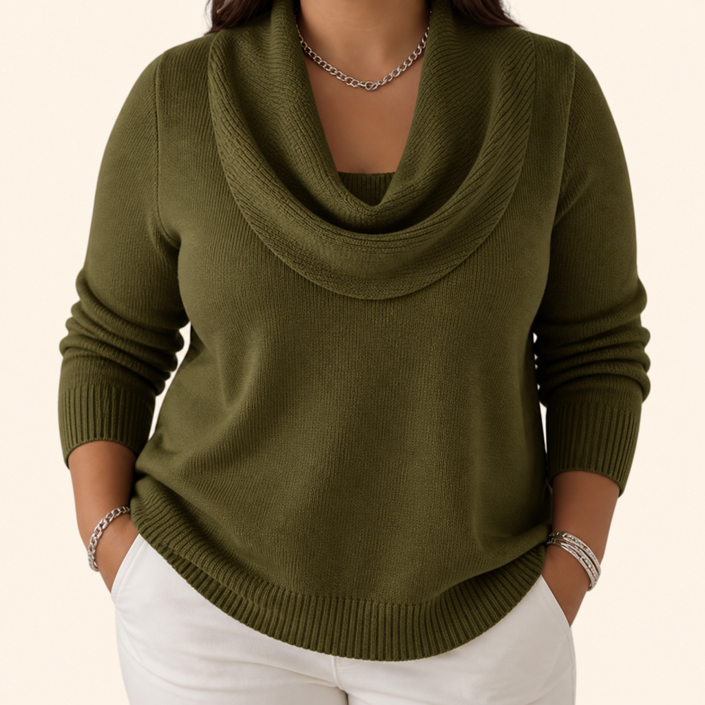 Juliette | Cowl Neck Sweater - Plus size model