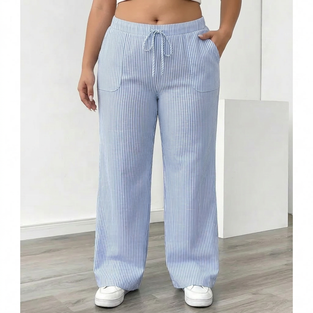 Amber | Striped Pant With Pockets - Plus size model