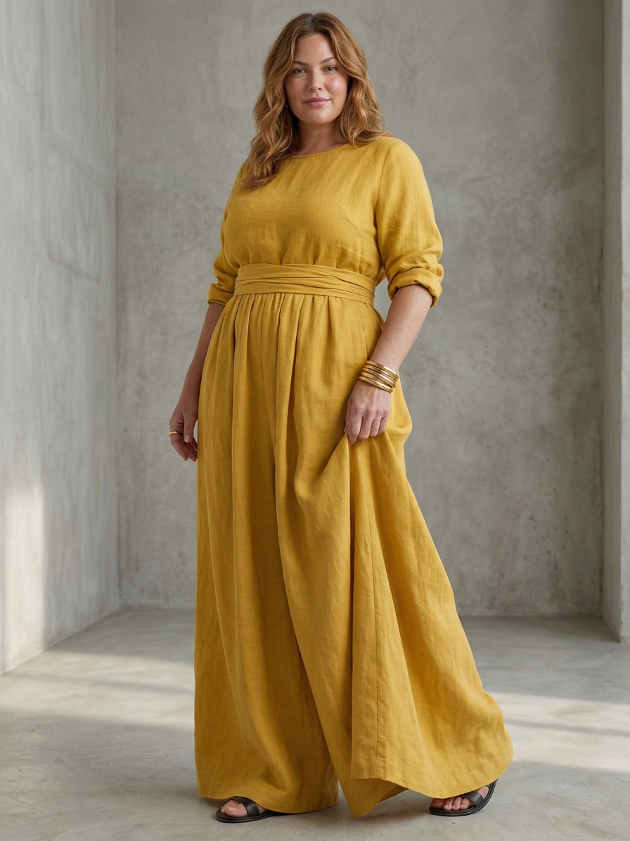 Wanda | Cross Front Wide Leg Jumpsuit - Plus size model