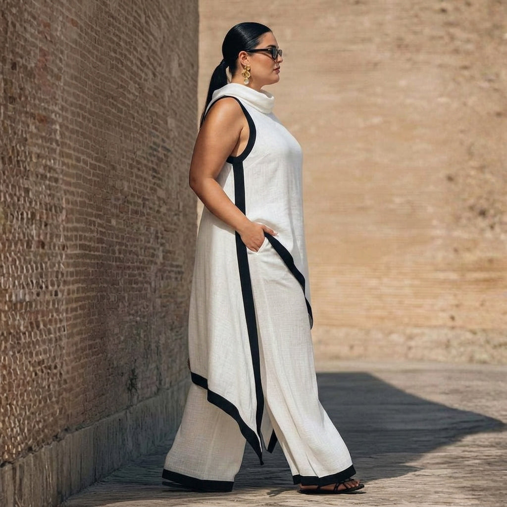 LEONORA | ELEGANT LINEN SUIT - Plus size model