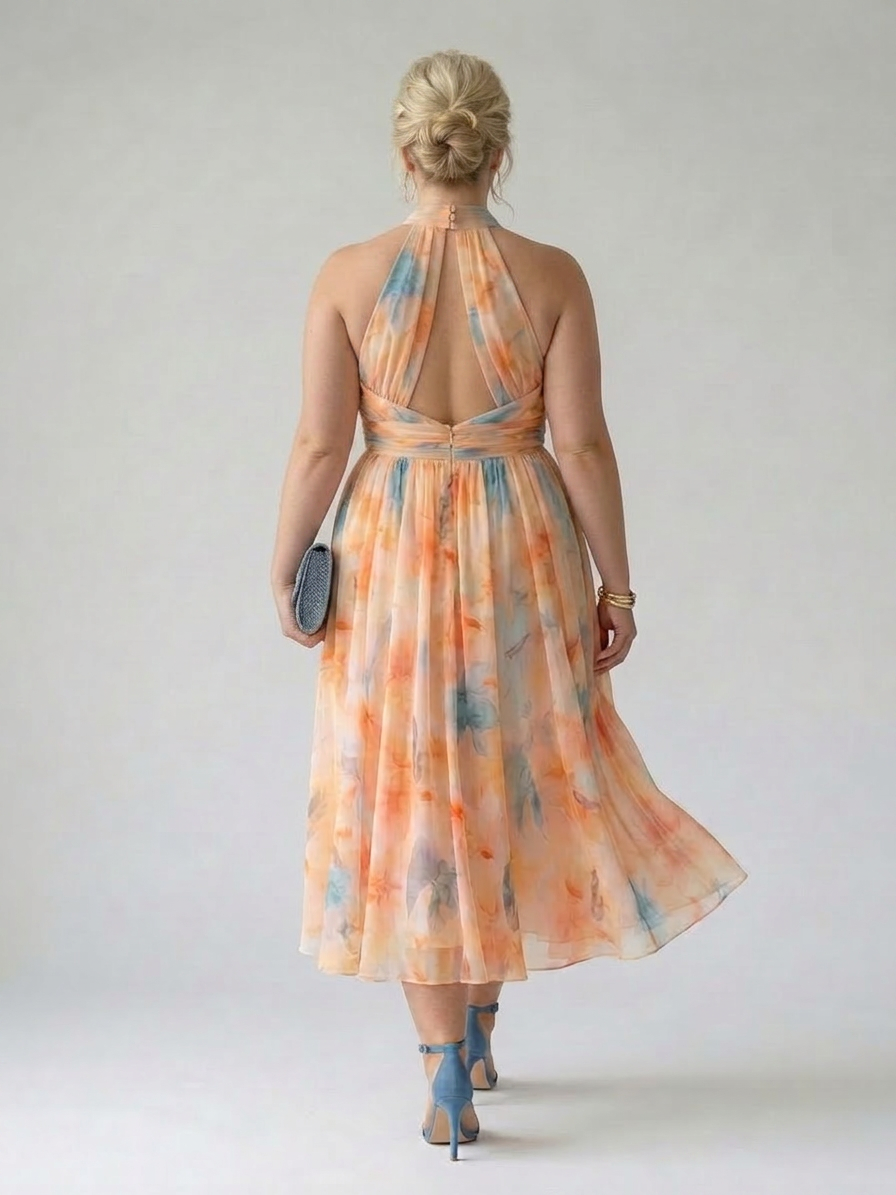 Elin | Soft Halter Midi Dress - Plus size model