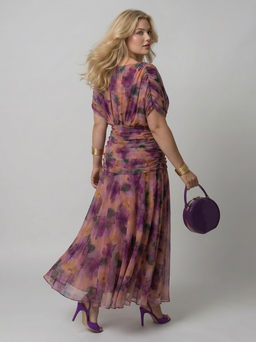Calen | Off Shoulder Flow Midi Dress - Plus size model