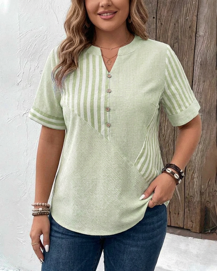 Monroe | Soft Striped Blouse - Plus size model