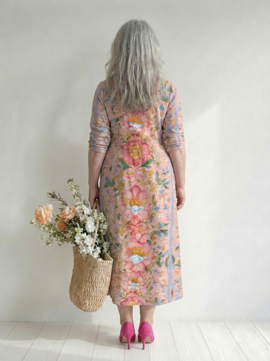 Julien | Light Form Floral Midi Dress - Plus size model