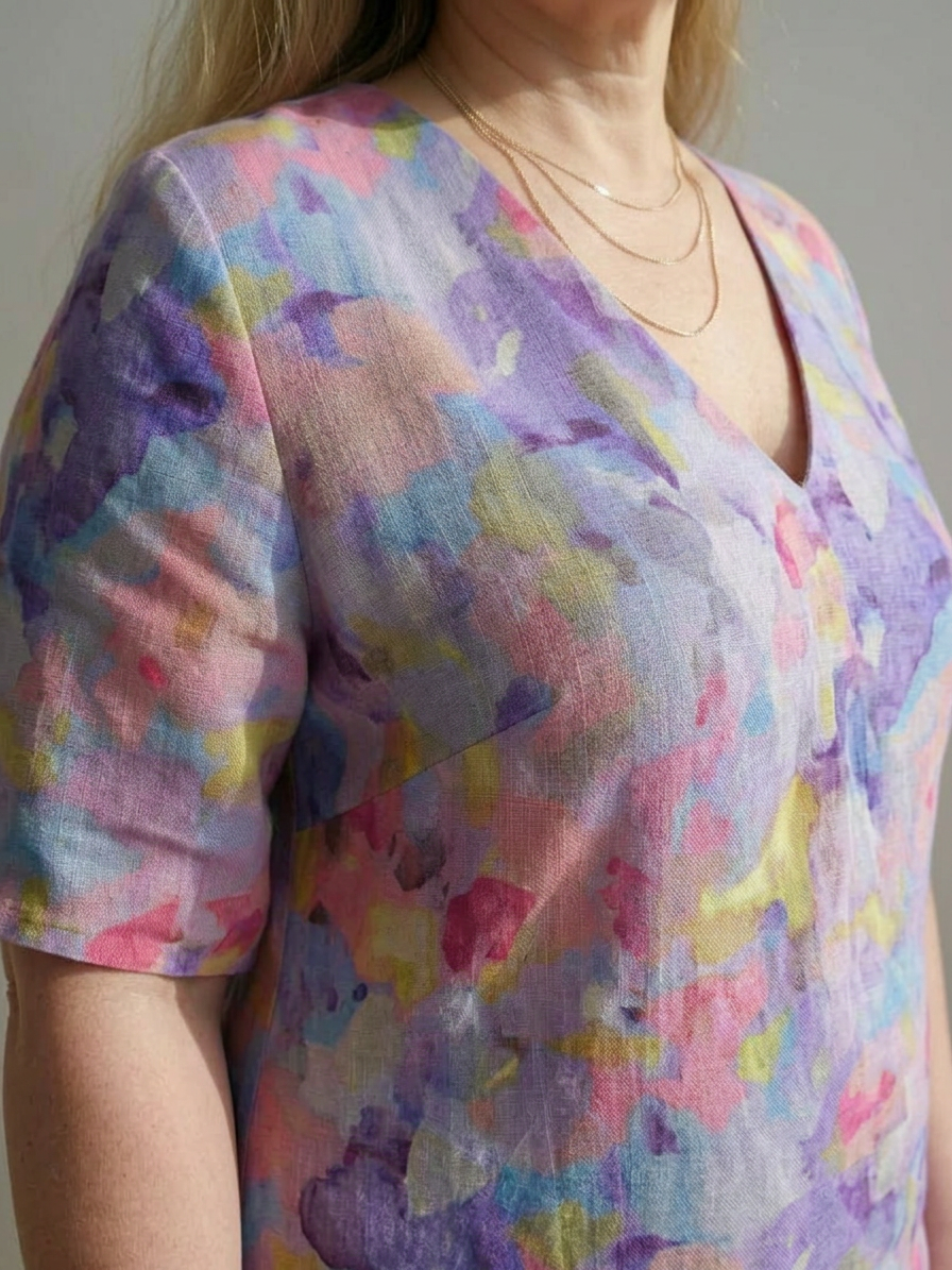 Benson | Abstract Floral Midi Dress - Plus size model