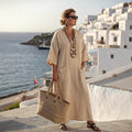 Amara | Effortless Coastal Linen Maxi Dress - Plus size model