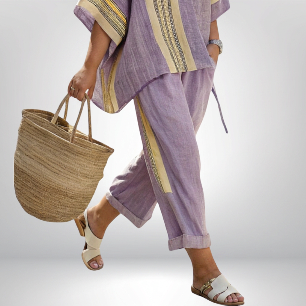 Daisy | Boho Striped Set - Plus size model