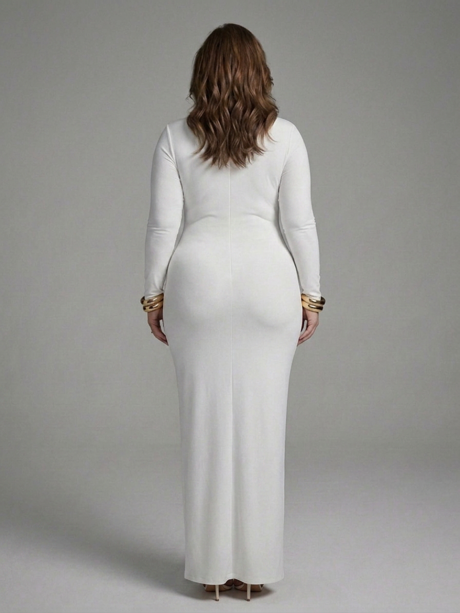 Jessamine | Maxi Dress with High Neck and Long Sleeves - Plus size model