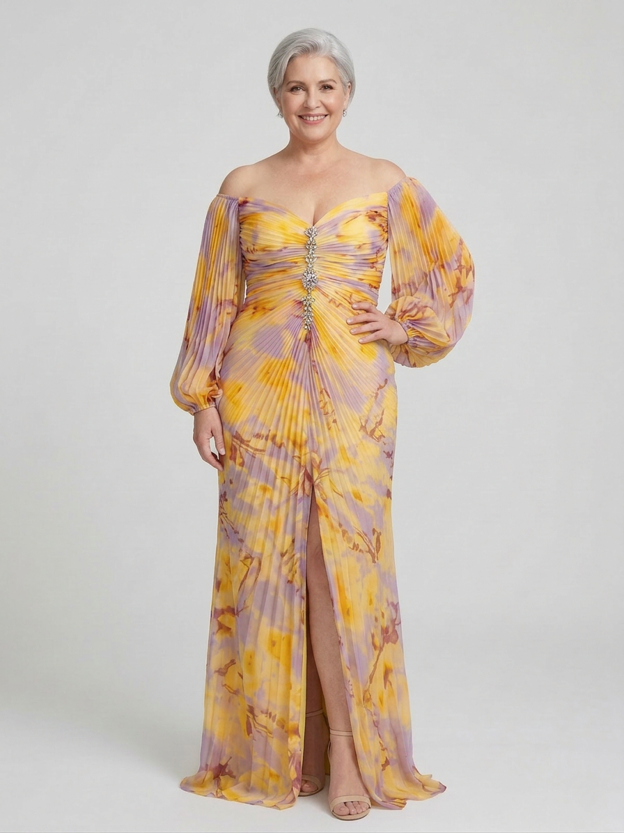 Liza - Elegant Dress with V-Neck - Plus size model