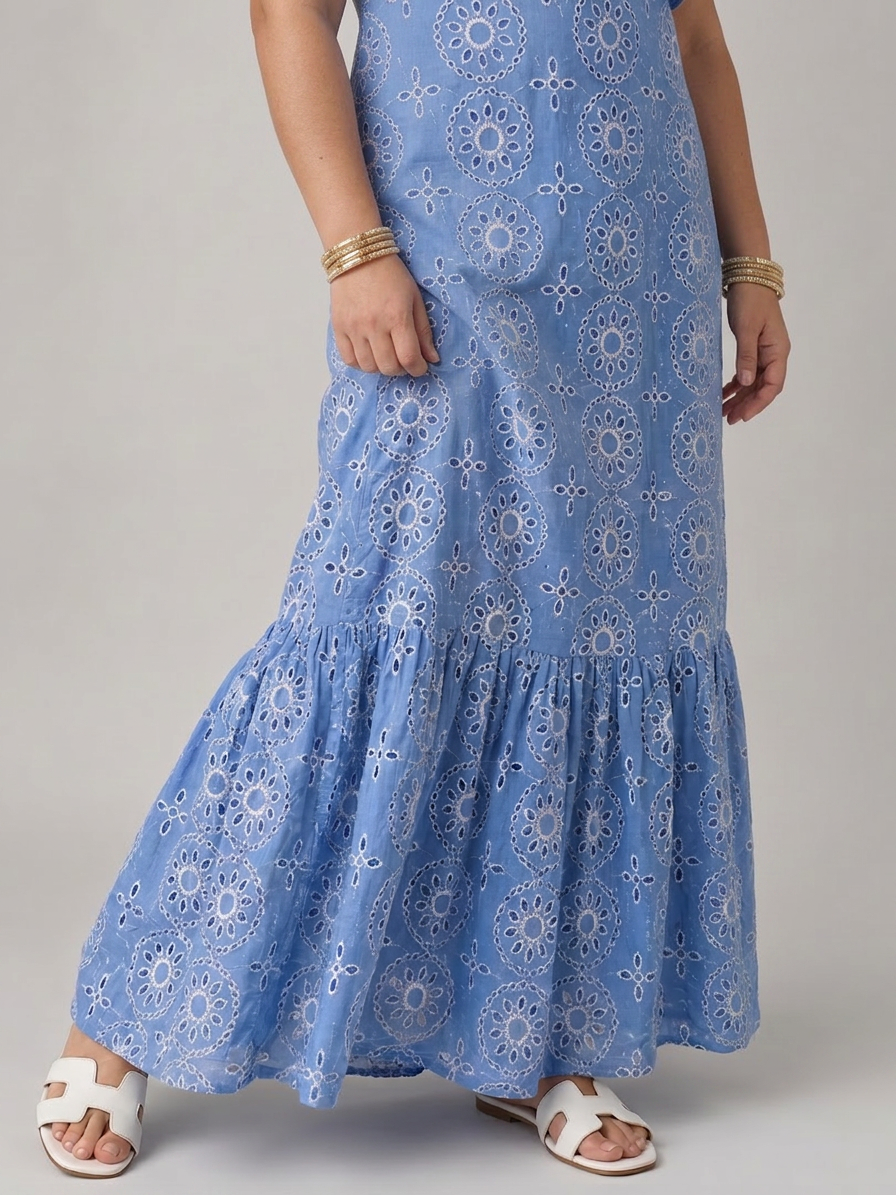 Alure | Sleeveless Ruffle Detail Midi Dress - Plus size model