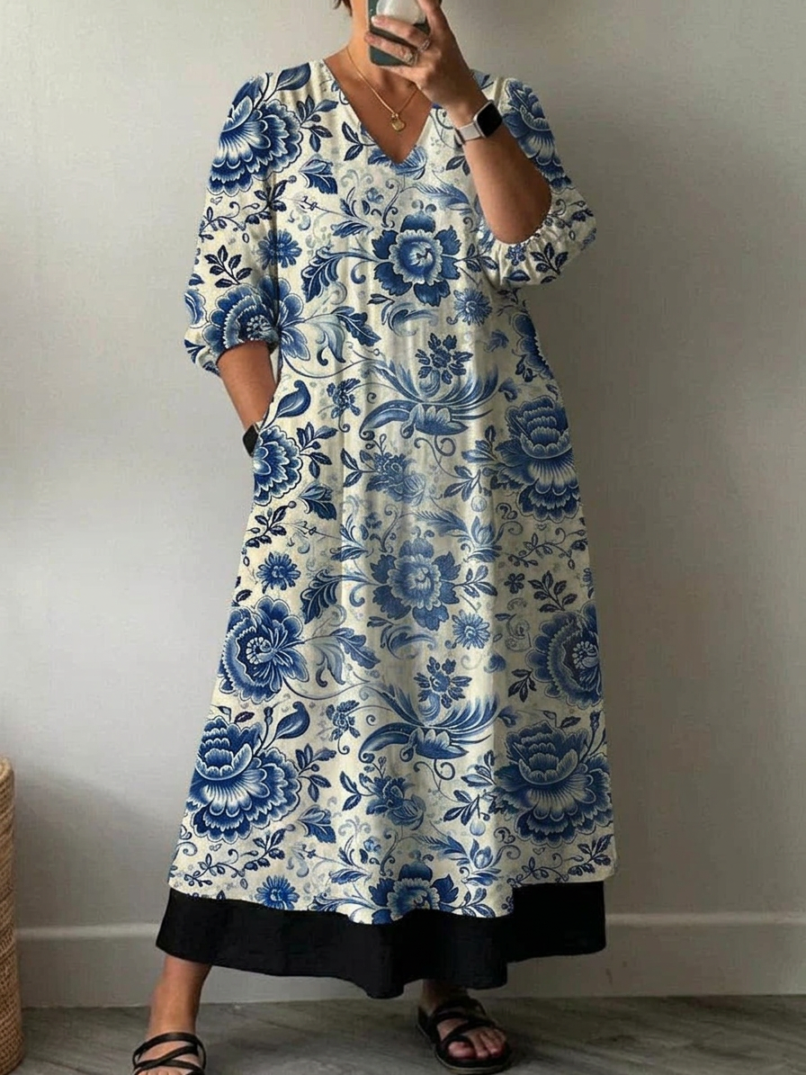 Elegant Dress with Mia Print - Plus size model