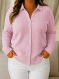 Katrina | Textured Knit Button Cardigan - Plus size model