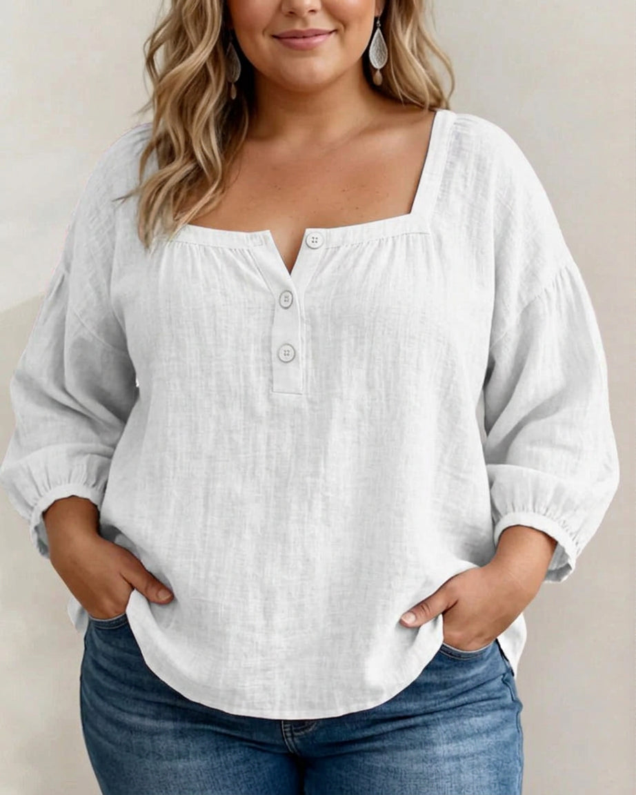 Nina | Puff Sleeve Blouse - Plus size model