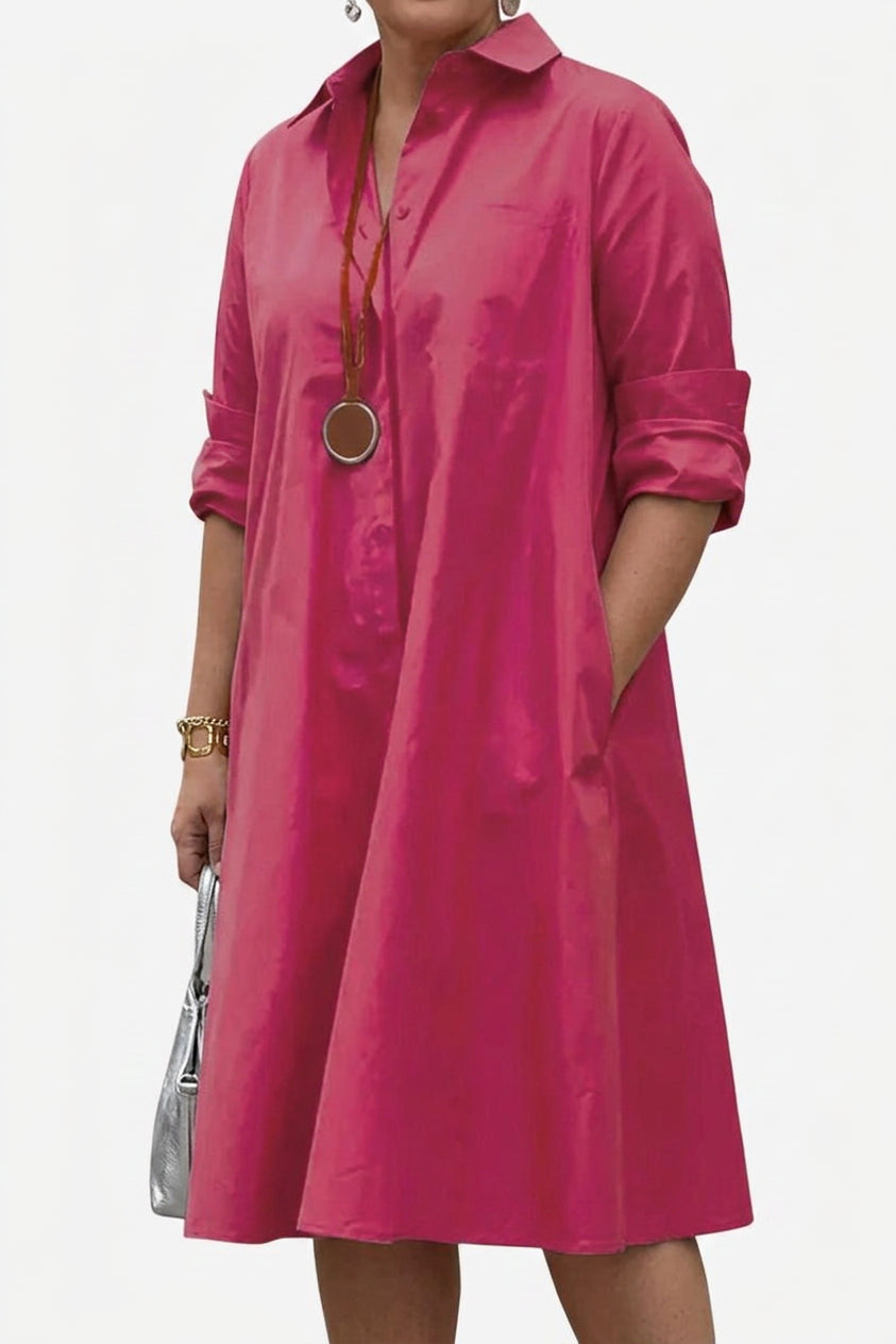 Charlotte - Long Shirt-Style Dress - Plus size model