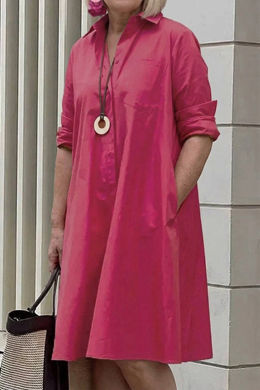 Charlotte - Long Shirt-Style Dress - Plus size model