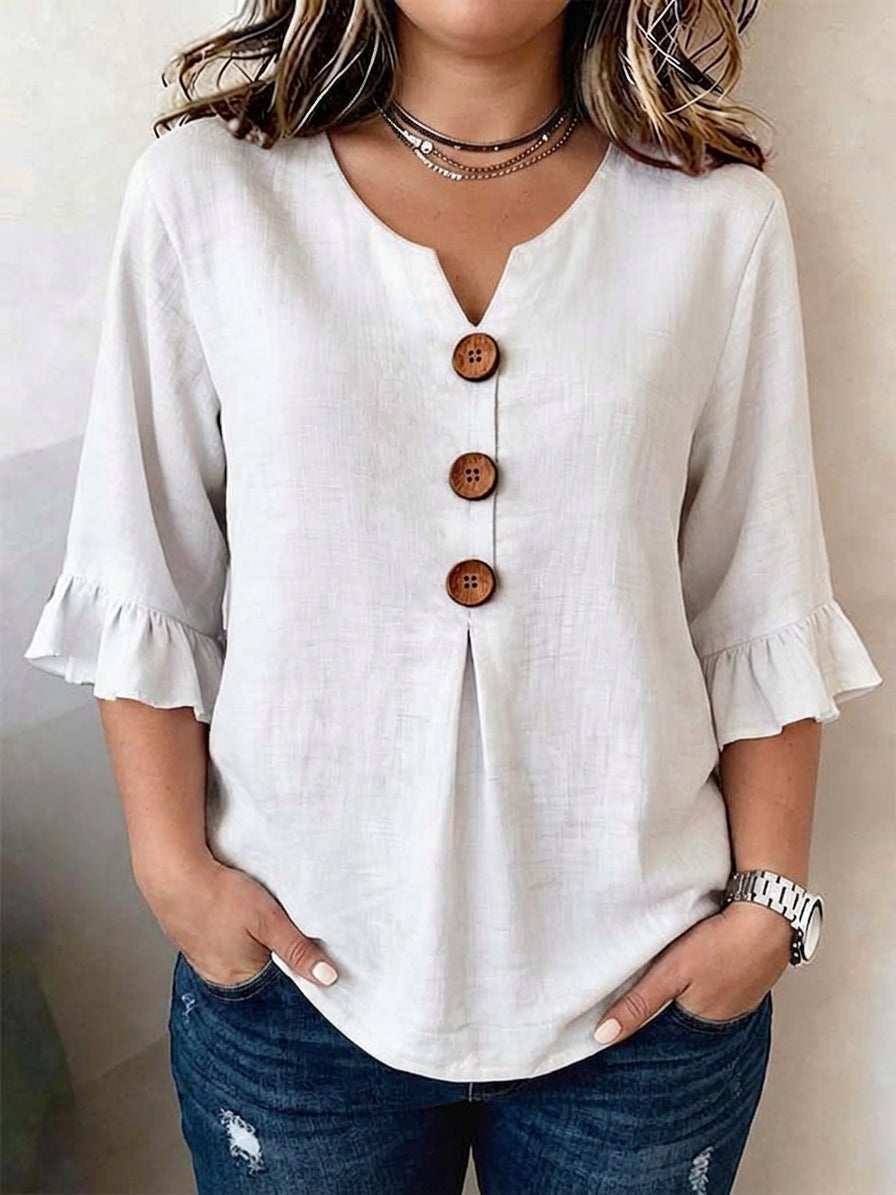 Isolde | Puff Sleeve Blouse - Plus size model