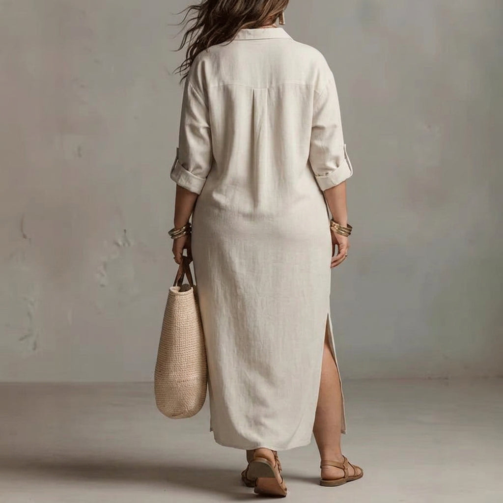Vivienne Long Sleeve Dress: Effortless Laid-Back Elegance - Plus size model