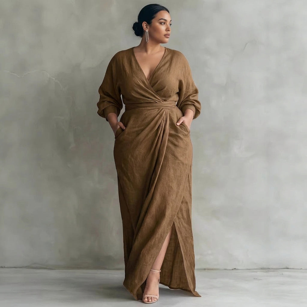 Valentina Waist-Cinching Dress: Elegant Feminine Silhouette - Plus size model