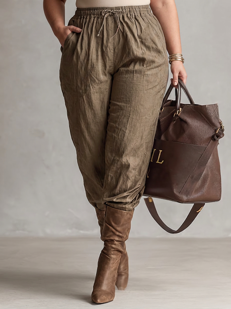 Ashley - Collar Button Jumpsuit - Plus size model
