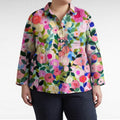 Claire | Elegant Linen Summer Blouse - Plus size model