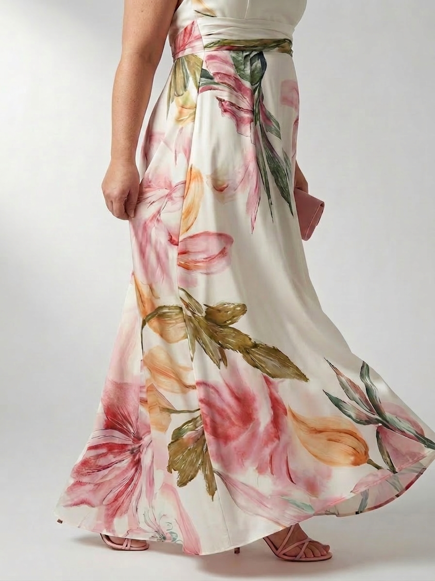 Amiel | Light Floral Maxi Dress - Plus size model