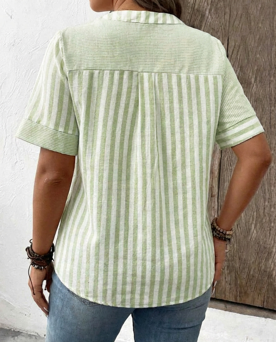 Monroe | Soft Striped Blouse - Plus size model