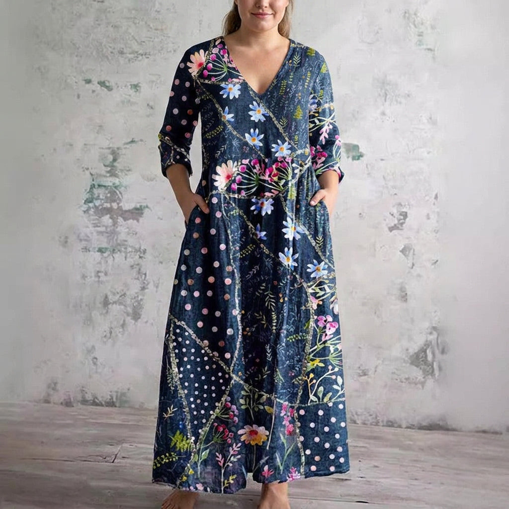 Celestine | Midnight Garden Maxi Dress - Plus size model