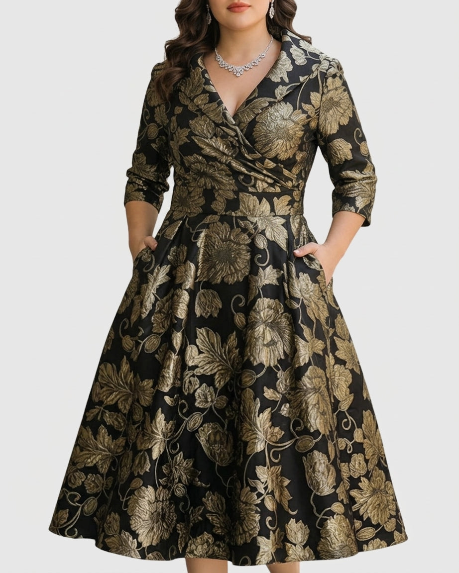 Riley™ | Floral Embroidered Midi Dress - Plus size model