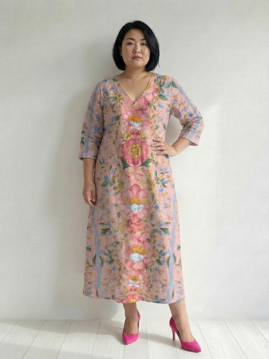 Julien | Light Form Floral Midi Dress - Plus size model