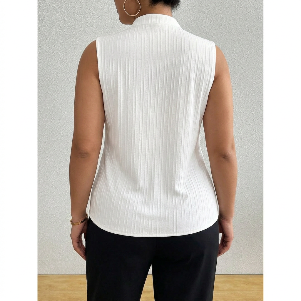 Amara | Striped Sleeveless Top - Plus size model