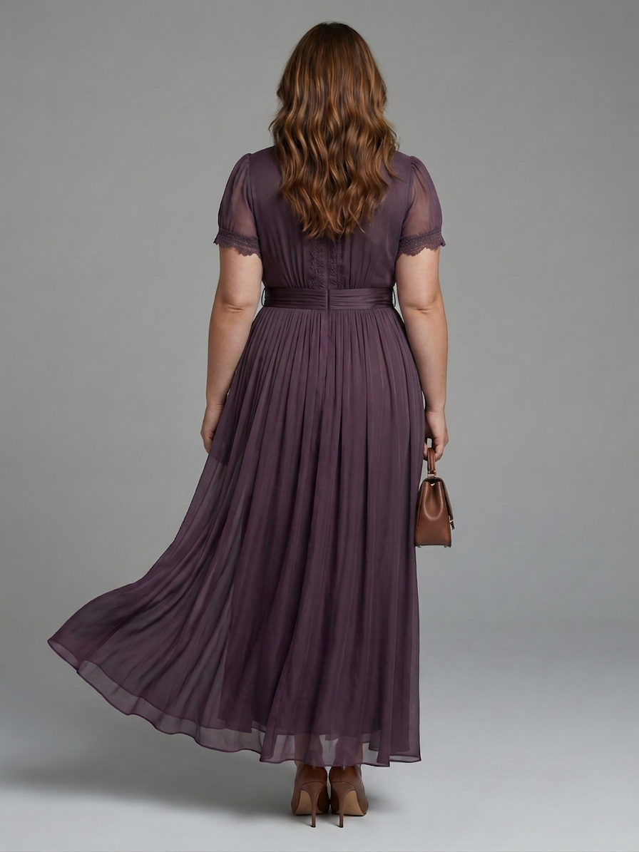 Elia | Gathered Waist Keyhole Maxi Dress - Plus size model