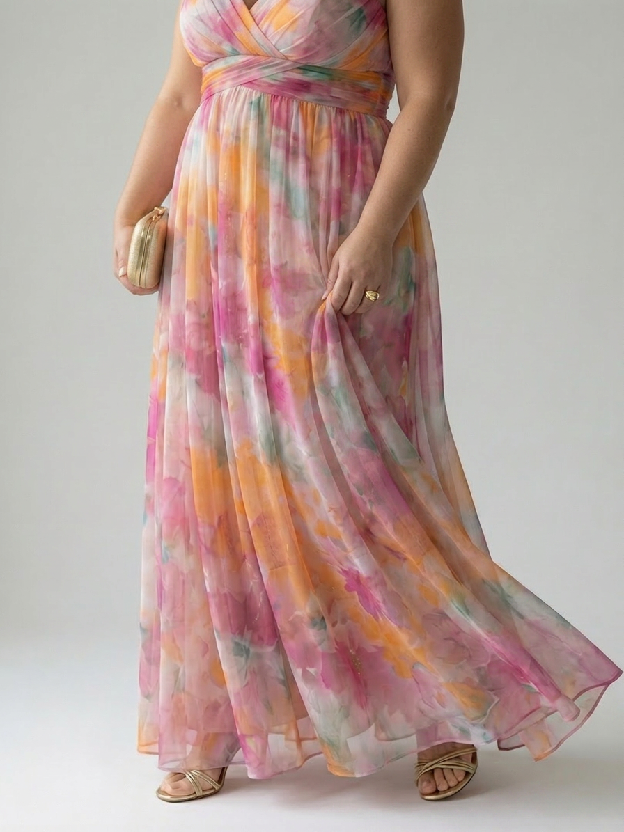 Stella & Grace™ | Soft Wrap Maxi Dress - Plus size model
