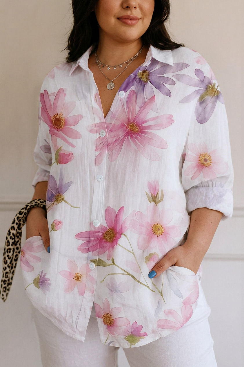 Zara | Patterned Blouse - Plus size model