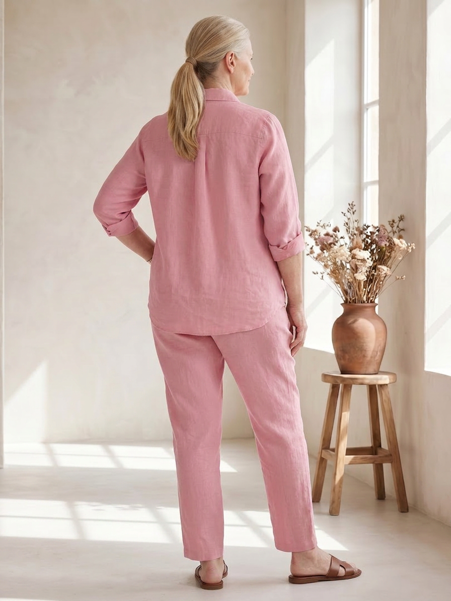 Noor | Long Sleeve Shirt Tapered Pants Set - Plus size model