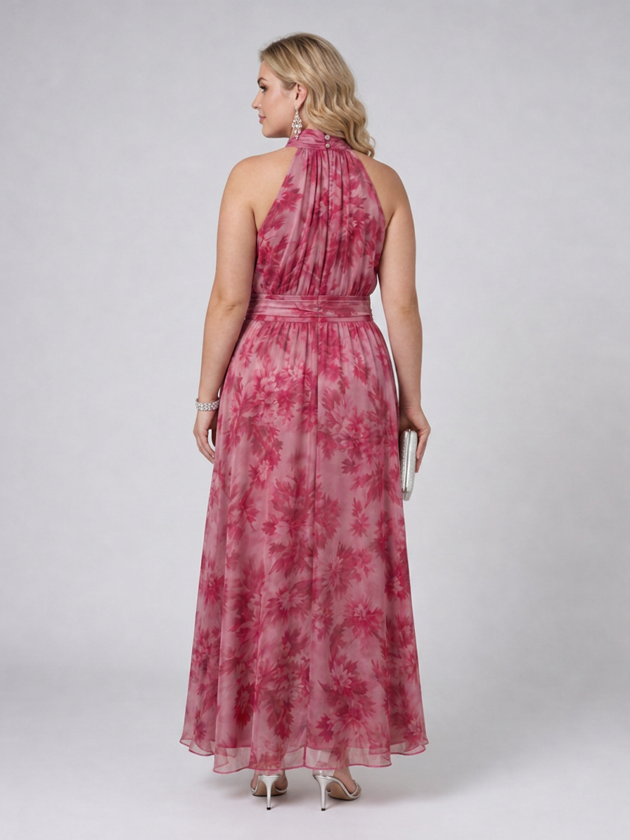 Avien | Soft Halter Neck Midi Dress - Plus size model