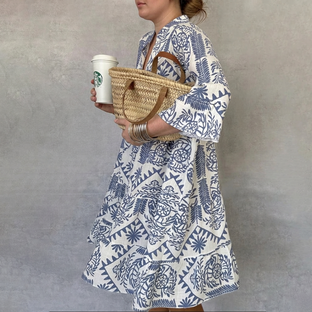 Fiorelia - Relaxed Boho Tunic Dress - Plus size model