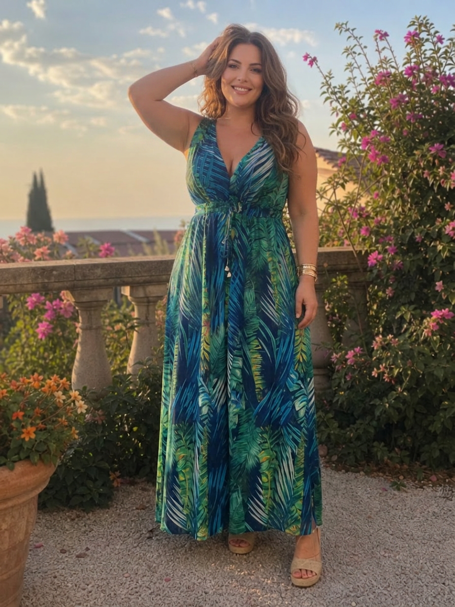 Zake | Sleeveless Empire Waist Midi Dress - Plus size model
