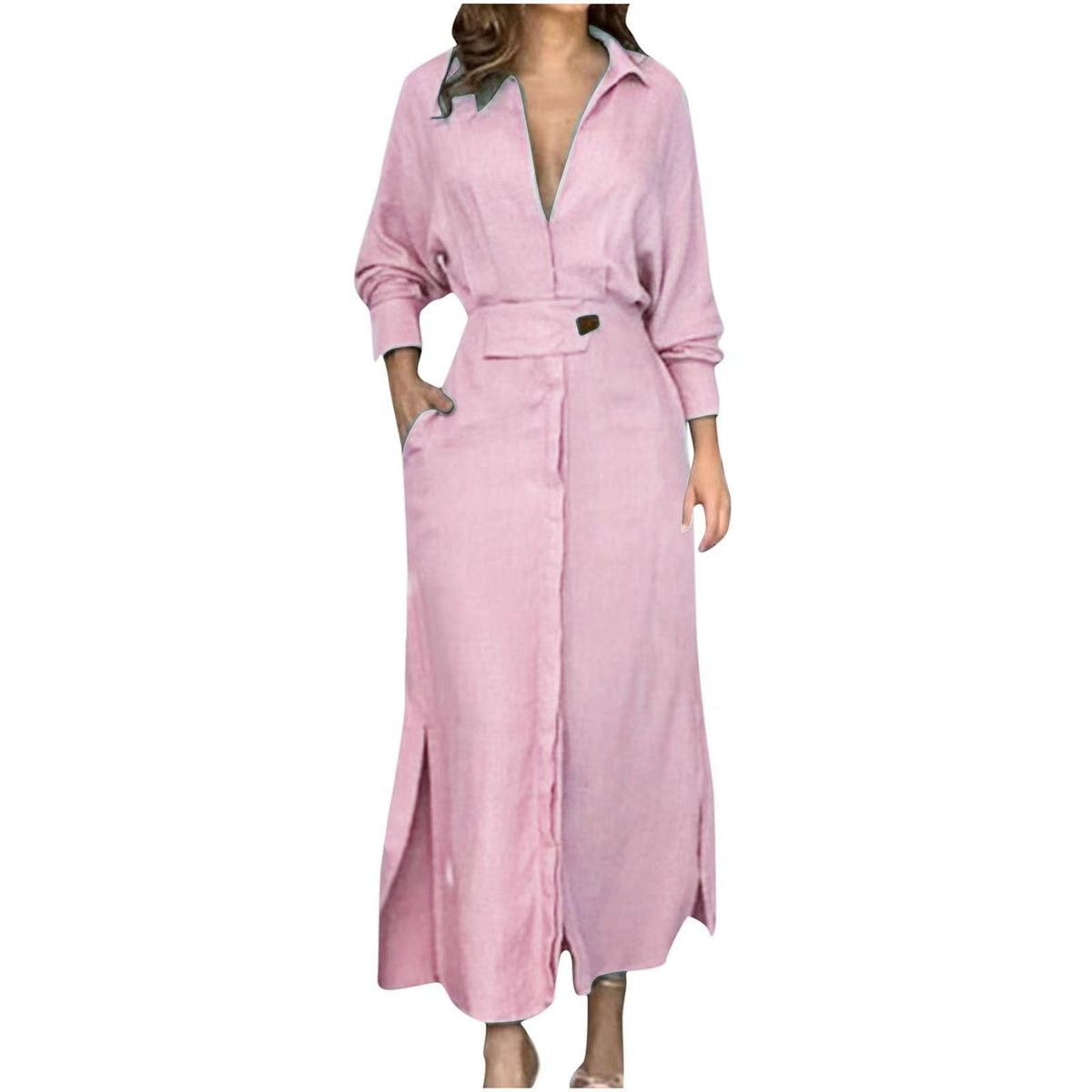Isla V-Neck Slim Dress: Elegant Sky Blue Statement