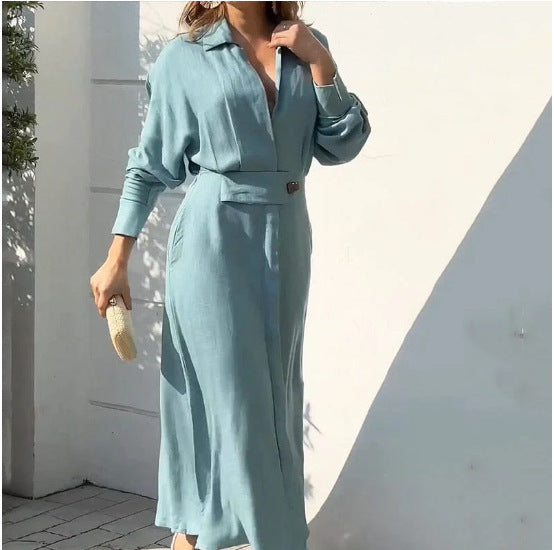 Isla V-Neck Slim Dress: Elegant Sky Blue Statement