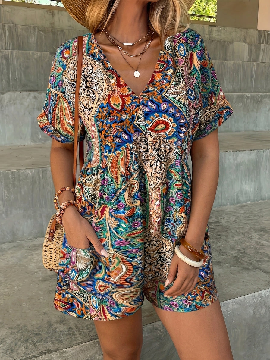 Reagan | Ocean Breeze Boho Jumpsuit - Plus size model