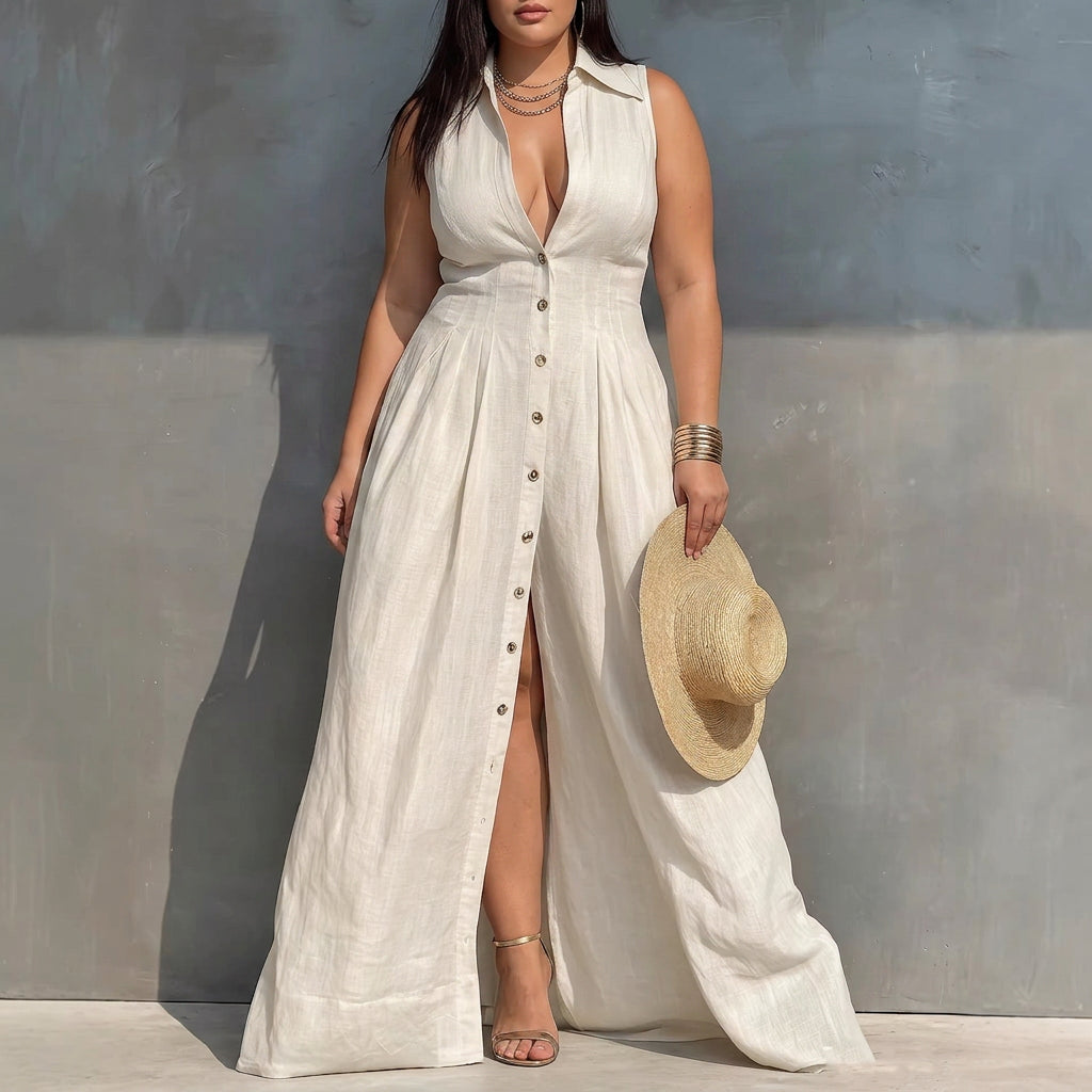 Eleanor High-Waisted Maxi Dress: Effortless Everyday Elegance - Plus size model