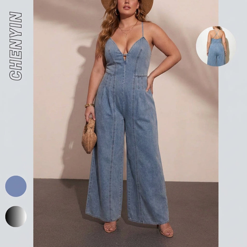 Rebecca Wide-Leg Jumpsuit - Plus size model