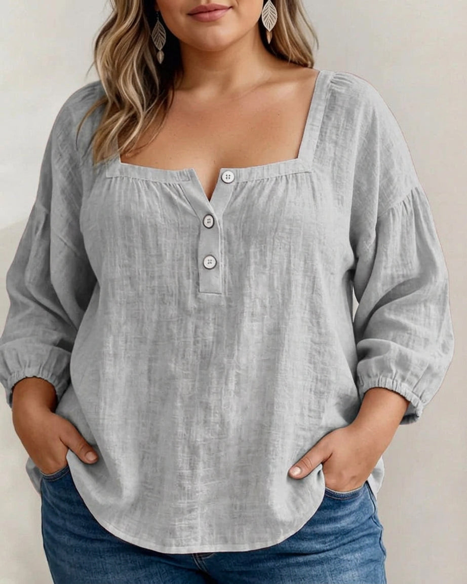 Nina | Puff Sleeve Blouse - Plus size model