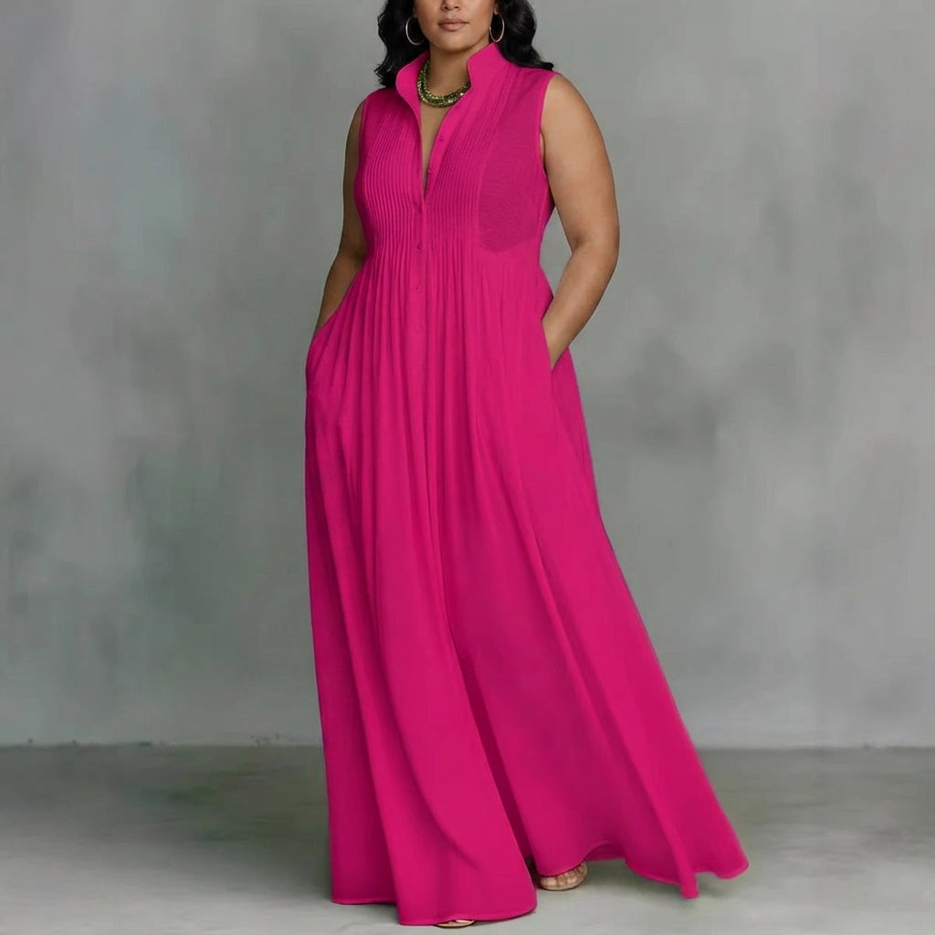 Amélie French Dress: Elegant Ribbon-Tie Charm - Plus size model