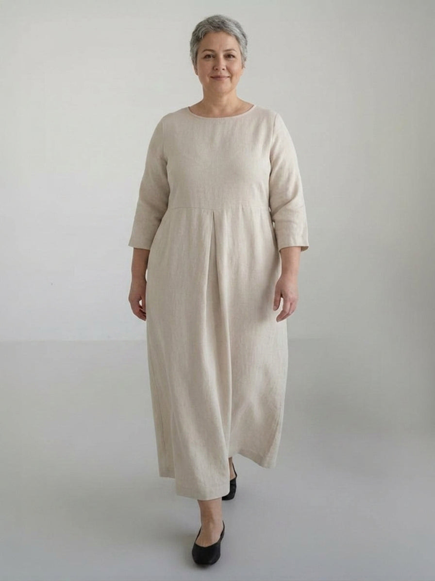 Diane - Cotton-Linen Waist Dress - Plus size model