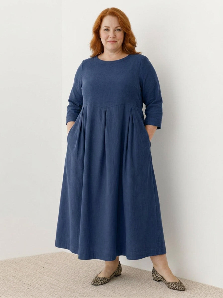 Diane - Cotton-Linen Waist Dress - Plus size model