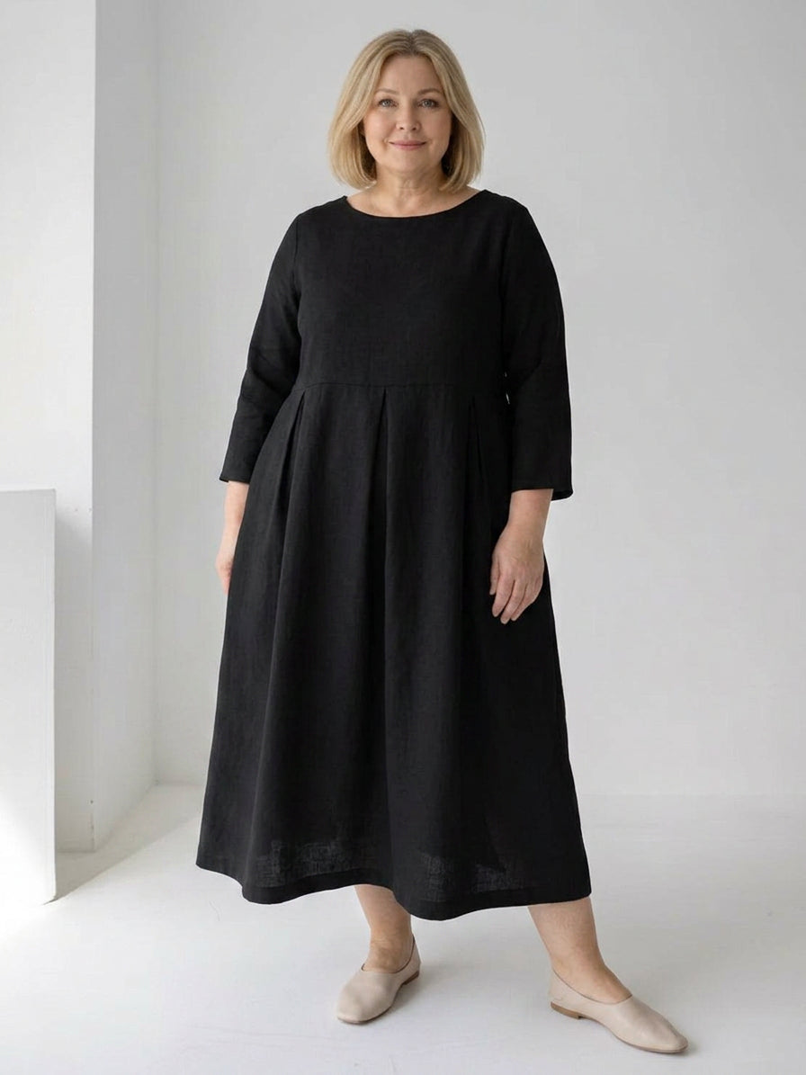 Diane - Cotton-Linen Waist Dress - Plus size model