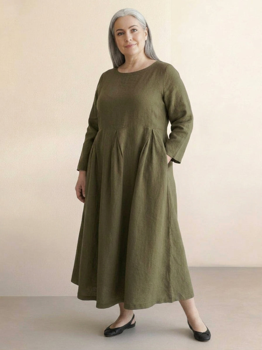 Diane - Cotton-Linen Waist Dress - Plus size model