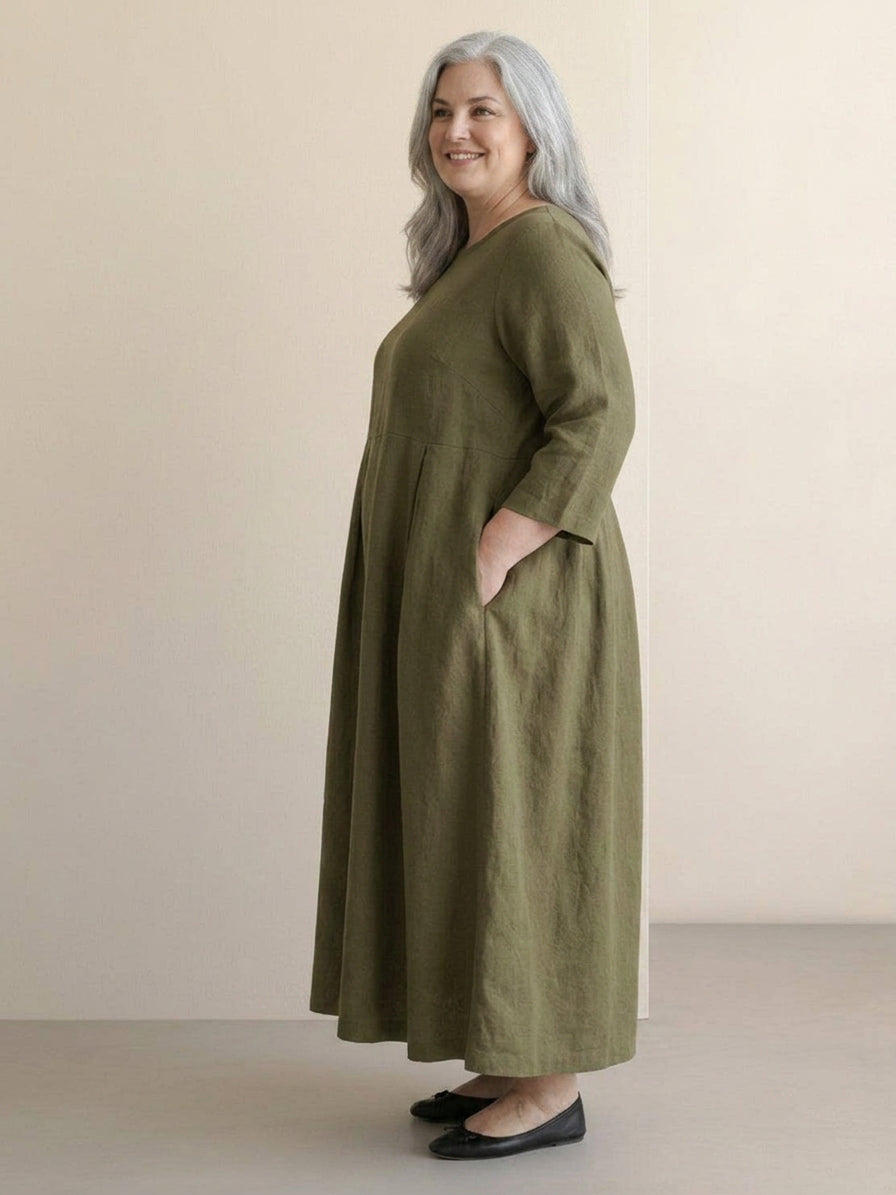 Diane - Cotton-Linen Waist Dress - Plus size model