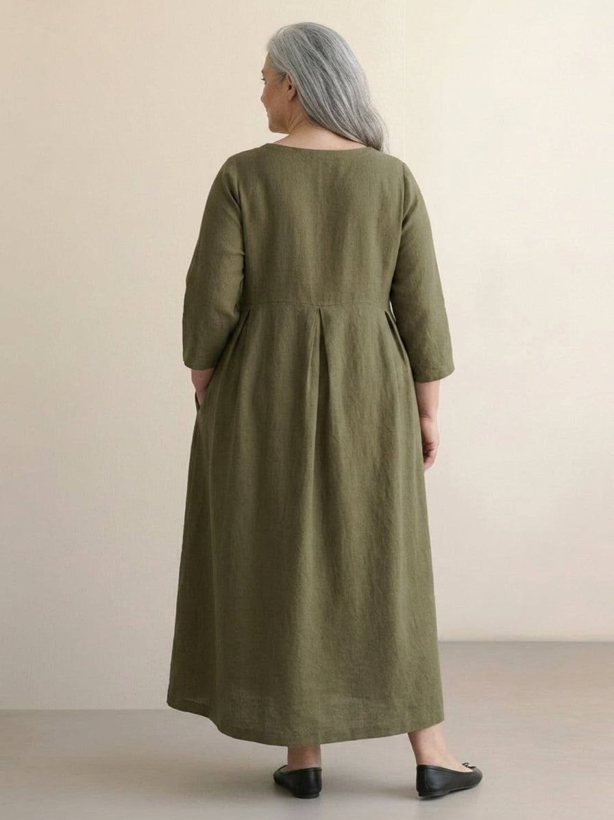 Diane - Cotton-Linen Waist Dress - Plus size model